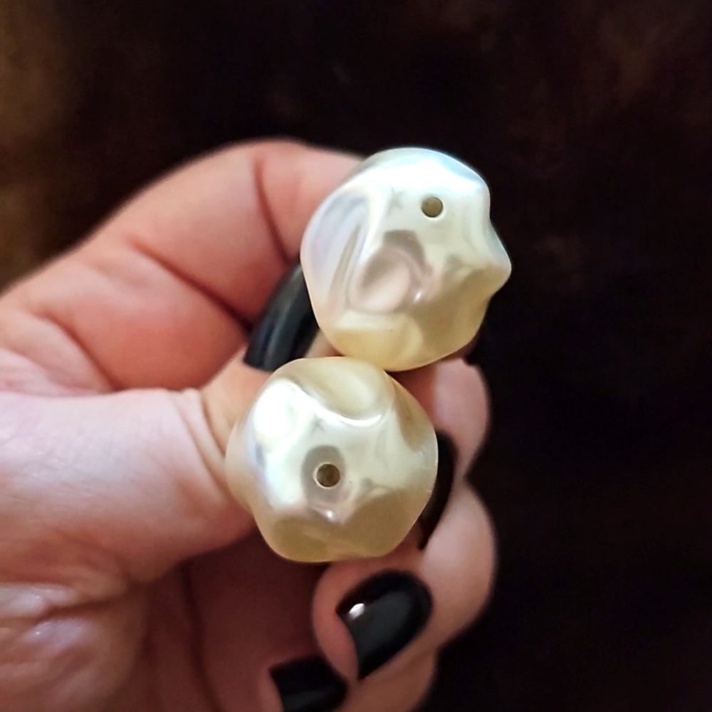 ****SOLD***Large Drop Pearls & Rhinestone Earrings - Picture 4 of 4